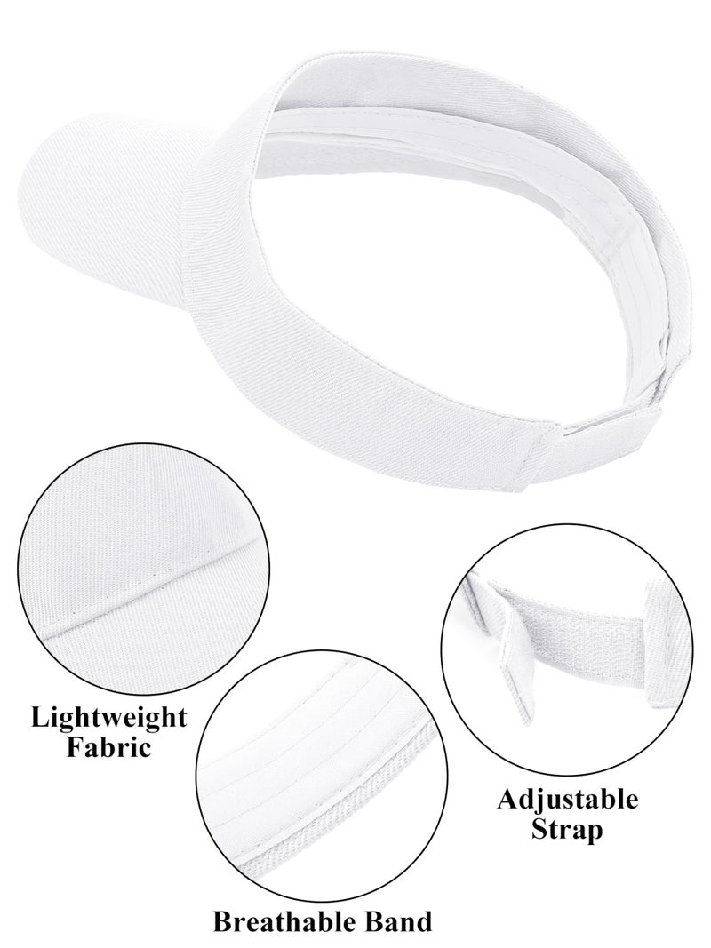 Cooraby 4 Pack Sports Visor Hats Adjustable Cap One Size Outdoor Sun Sports Visor for Women and Men (White, 4) - Image 3